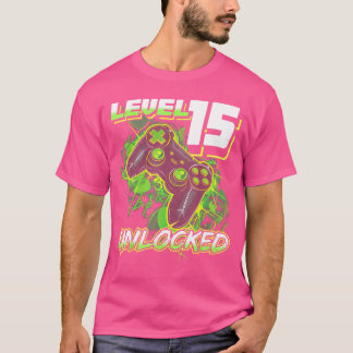 T-shirt 15th Birthday Gamer 15 Year Old Funny Bday Boy Fif