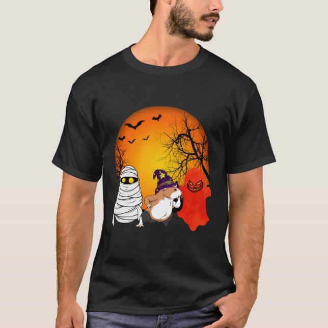 T-shirt 160 Citrouille d'Halloween de cochon de Guinée (Devant)