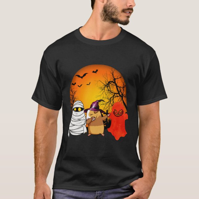 T-shirt 161 Citrouille d'Halloween de cochon de Guinée (Devant)