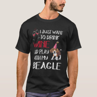 T-shirt 166 Boire Du Vin Et Jouer Avec Mon Beagle