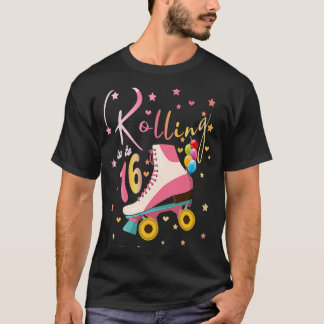 T-shirt 16 ans Anniversaire filles Roller patins 16e 80'