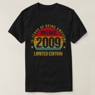 T-shirt 16 Ans Seizième 2009 Vintage 16e Anniversaire