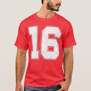 T-shirt 16 Contour Numéro 16 Fan Varsity Sportseam Bleu Je