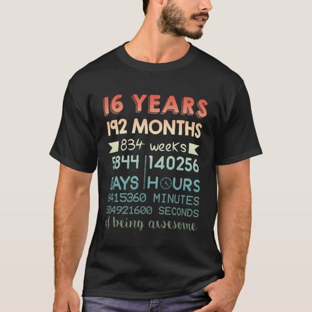 T-shirt 16e anniversaire-16 ans d'être génial (Devant)