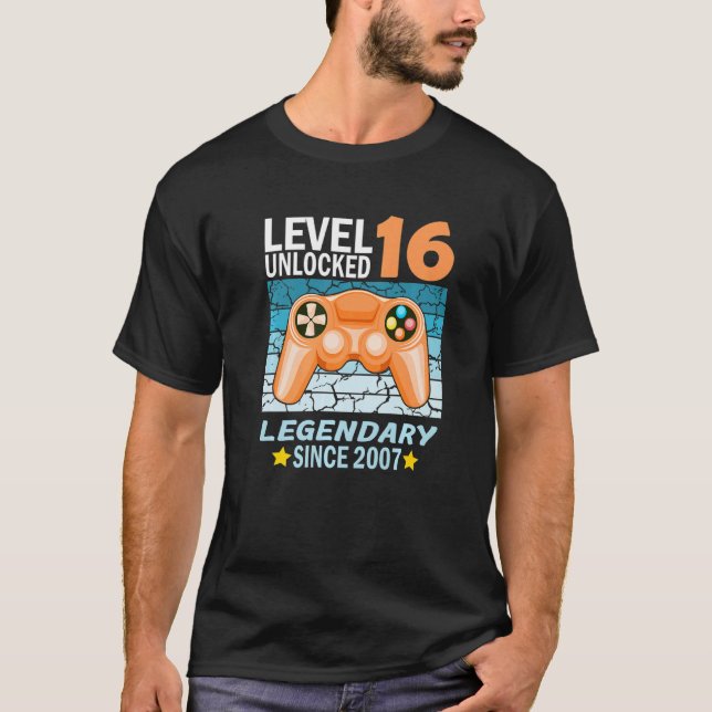 T-shirt 16e anniversaire gamer né en 2007 2 (Devant)