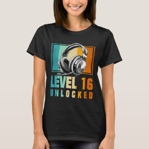 T-shirt 16e Anniversaire Joueur vidéo garçon niveau 16 Dév