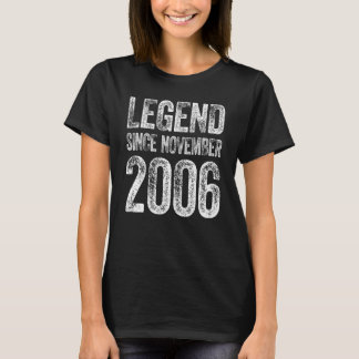 T-shirt 16e anniversaire Novembre Né 16 ans Légende depuis