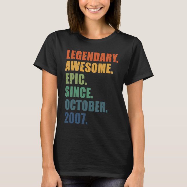 T-shirt 16e anniversaire Octobre 2007 Garçons Filles 16 an (Devant)