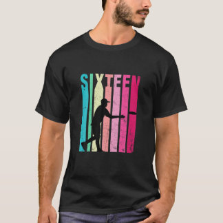 T-shirt 16E Anniversaire Retro Disc Lecteur De Golf 16 Ans