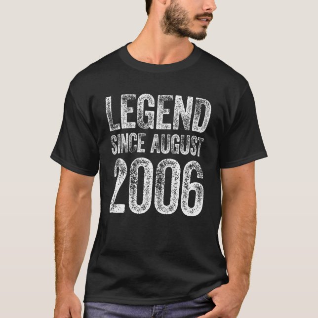 T-shirt 16e Birthday August Born 16 Years Legend Since 20 (Devant)