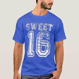 T-shirt 16e Birthday Sweet Sixn 16 Girls Varsity Grunge