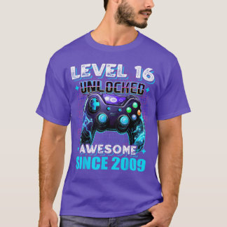 T-shirt 16th Birthday Boy Level 16 Gamer 16 Year Video Gam