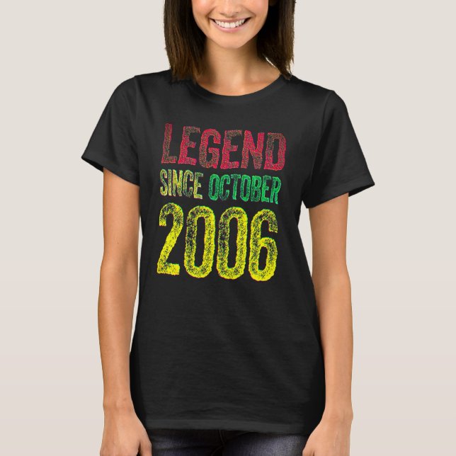 T-shirt 16th Birthday October Born 16 Years Legend Since 2 (Devant)
