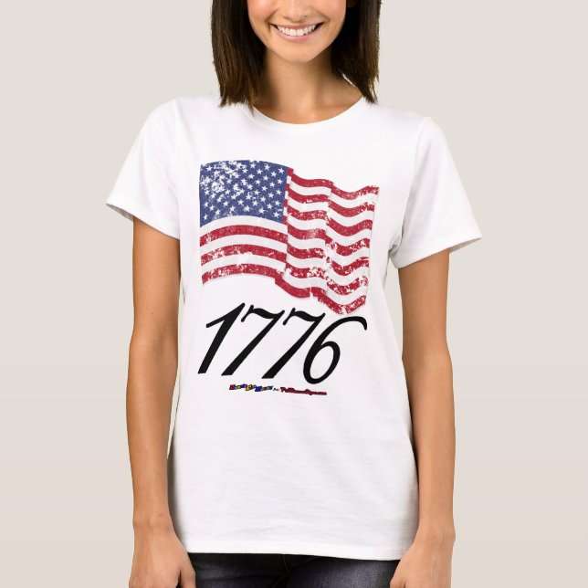 T-shirt 1776 a affligé le drapeau américain (Devant)