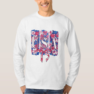 T-shirt 1776 Amérique 4 juillet USA Floral Flowers