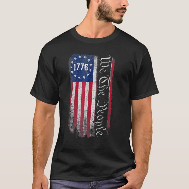 T-shirt 1776 Nous Le Peuple Betsy Ross 4 juillet Américain (Devant)