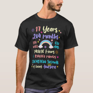 T-shirt 17 Ans 204mois 884 Semaines Anniversaire 17e Anniv