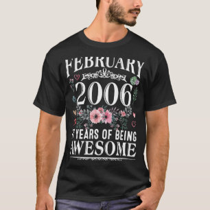 T-shirt 17 Ans Fabriqué En Février 2006 17ème Anniversaire