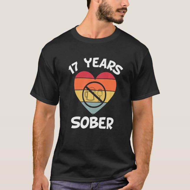 T-shirt 17 Ans Sober Récupération Addiction Sobriety Date  (Devant)
