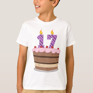 T-shirt 17 ans sur le gâteau d'anniversaire