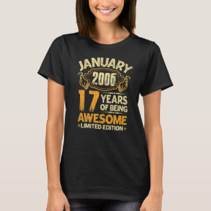 T-shirt 17 ans Vintage janvier 2006 17e anniversaire