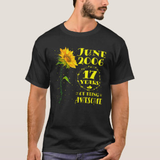 T-shirt 17e anniversaire 17 ans filles tournesol Juin 200