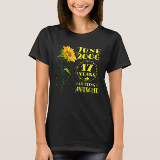 T-shirt 17e anniversaire 17 ans filles tournesol Juin 200