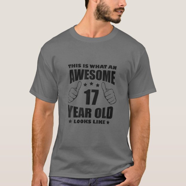 T-shirt 17E Anniversaire Génial Cadeau Garçon Fille 17 Ans (Devant)