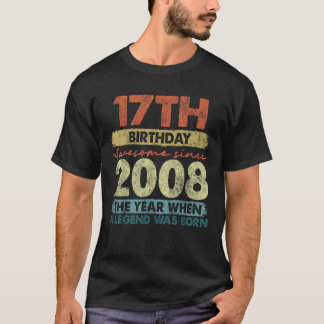 T-shirt 17e anniversaire Noir Unisex Jeunesse Petit V Cou 