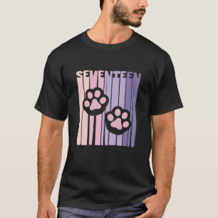T-shirt 17E Anniversaire Paw Cute Dog Van 17 Ans Pour Gi
