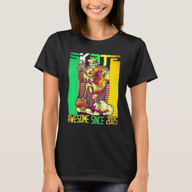 T-shirt 17th Birthday Skateboard  Skater Awesome Since 200 (Devant)