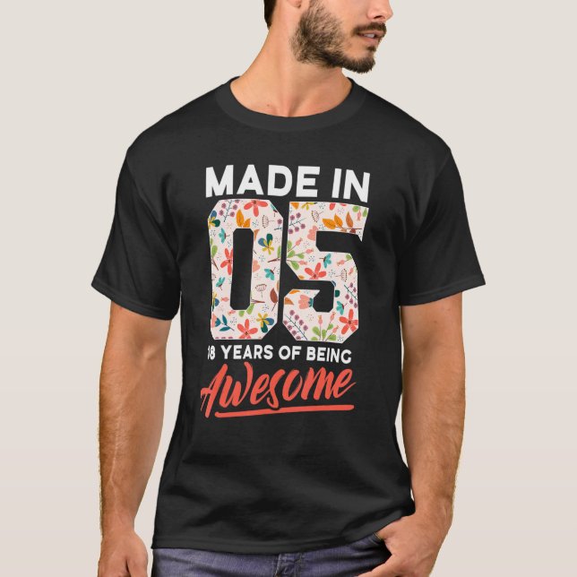 T-shirt 18 ans 18e anniversaire fille Ado fait en 2005 (Devant)