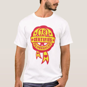 T-shirt 18 ans anniversaire certifie experience logo tampo