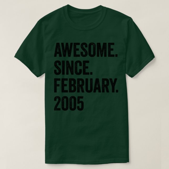 T-shirt 18 Ans d'émerveillement depuis février 2005 18e An (Design devant)