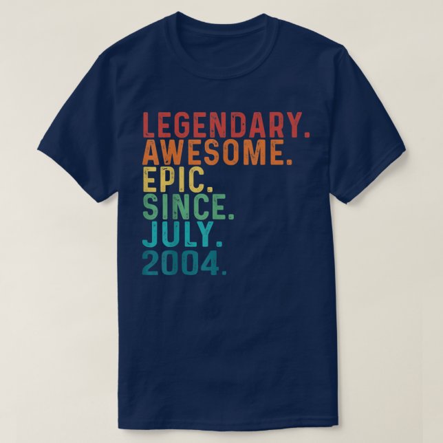 T-shirt 18 Ans Drôle Incroyable Depuis Juillet 2004 18ème  (Design devant)