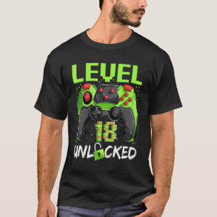T-shirt 18 ans Joueur homme Anniversaire Niveau 18 déverro