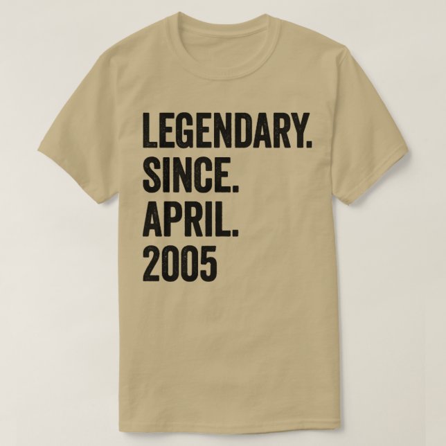T-shirt 18 ans Légendaire depuis avril 2005 18e anniversai (Design devant)