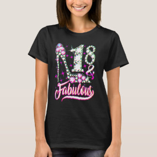 T-shirt 18 Years Old  18 & Fabulous 18th Birthday Pink Dia