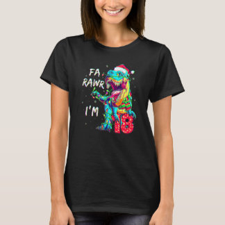 T-shirt 18 Years Old Fa Rawr I'm 18 Dinosaur 18th Birthday