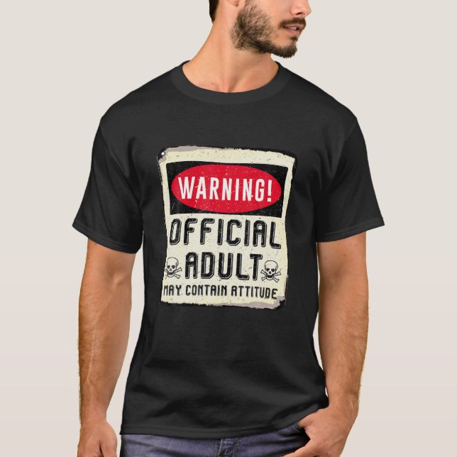 T-shirt 18e anniversaire Avertissement Adulte officiel Peu (Devant)