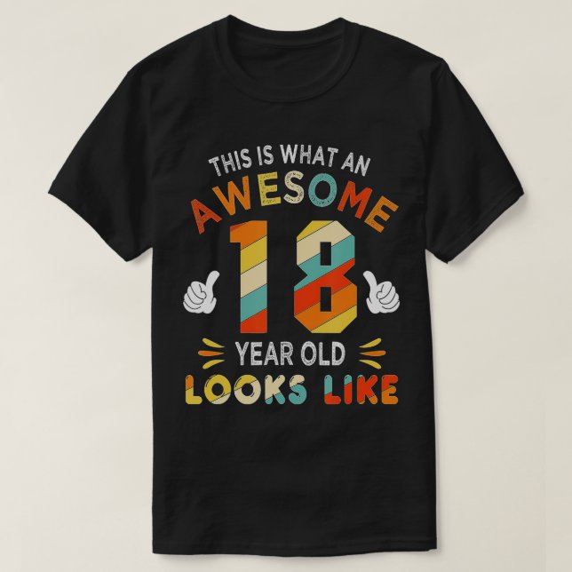 T-shirt 18e anniversaire Cadeaux pour 18 ans d'apparence f (Design devant)