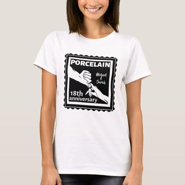 T-shirt 18e anniversaire mariage porcelaine traditionnelle (Devant)