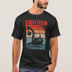 T-shirt 18e anniversaire Retro Excavateur Véhicule de cons