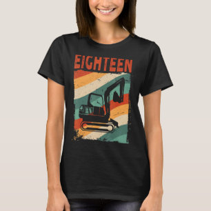 T-shirt 18e anniversaire Retro Excavateur Véhicule de cons