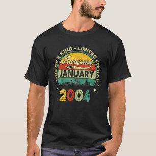 T-shirt 18E Cadeau Anniversaire Janvier 2004 Rétro 18 Ans