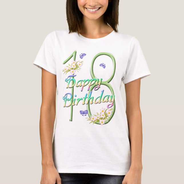 T-shirt 18ème Chemise d'anniversaire avec des arcs-en-ciel (Devant)