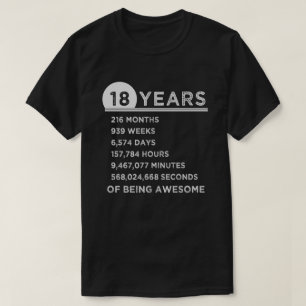 T-shirt 18ème Chemise d'anniversaire cadeaux