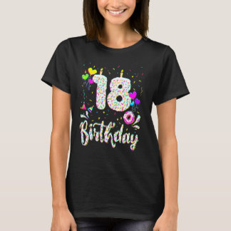T-shirt 18th Birthday Girl Tee 18 Years Old Bday Doughnut 
