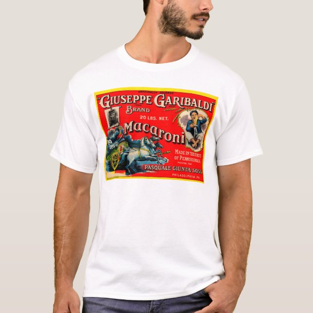 T-shirt 1920 Giuseppe Garibaldi macaroni étiquette (Devant)