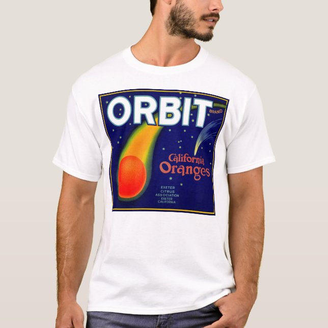 T-shirt 1920s Orbite Orange étiquette de caisse de fruits (Devant)
